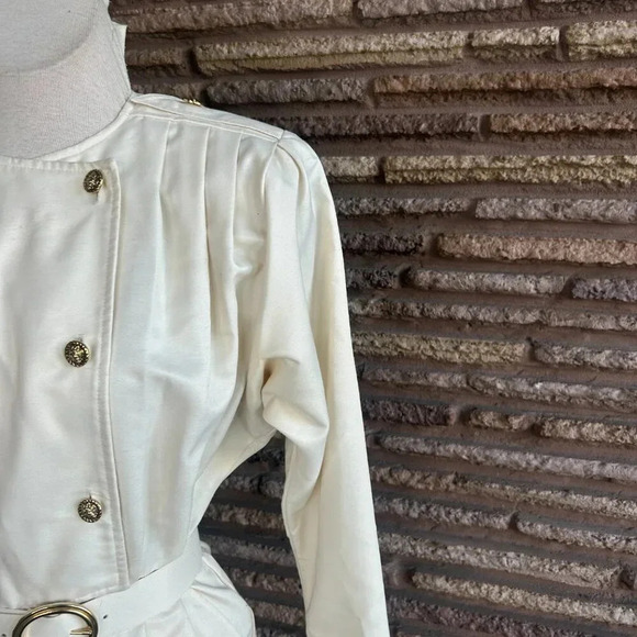 Fauroche by Lori Weidner Vintage 80s Cream Military Jumpsuit Gold Buttons Size 5 - Picture 7 of 11